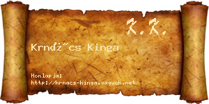 Krnács Kinga névjegykártya