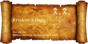 Krnács Kinga névjegykártya