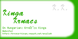 kinga krnacs business card